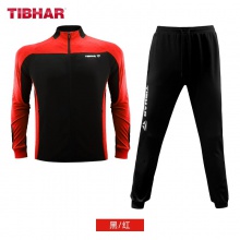 挺拔Tibhar 0823 2024欧冠金典版长套服 专业运动套服 黑红色（长袖+长裤）