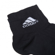 阿迪达斯ADIDAS 经典款式三双装运动袜乒乓球袜子 黑色