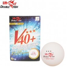【5送1，10送3】双鱼DOUBLEFISH 有缝新材料V40+展翅三星级乒乓球 3星兵乓球 6只装