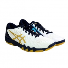 亚瑟士ASICS 专业乒乓球运动鞋 1073A001-100 白蓝色 经典白蓝